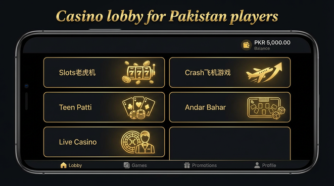 Lobby view of betpkr for Pakistan users